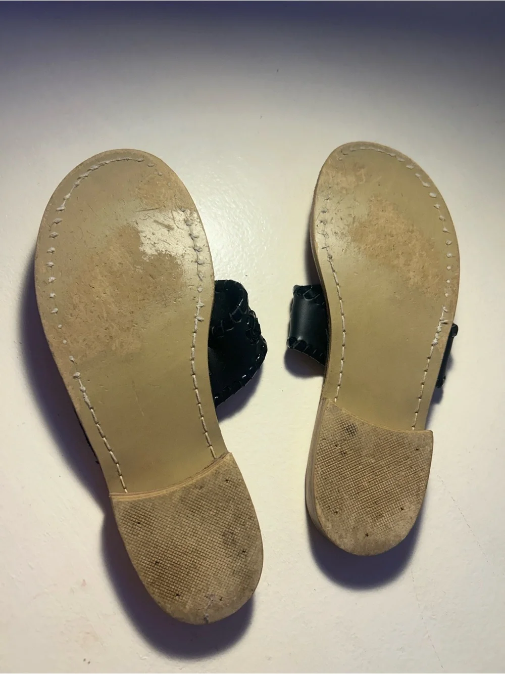 Jack Rogers Black & Tan Leather Slide Sandals